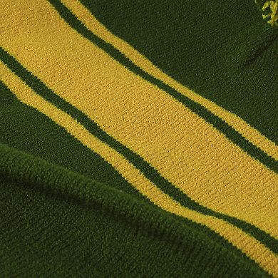 Winter Knit Beanie with Pom and Stripe Design Warm Stretchy Hat for Cold Weather