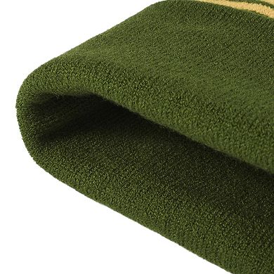 Winter Knit Beanie with Pom and Stripe Design Warm Stretchy Hat for Cold Weather