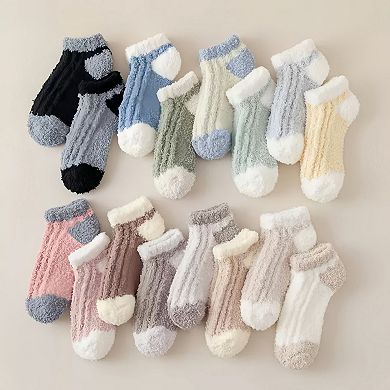 Women's 3-Pair Ultra-Soft Fuzzy Ankle Socks with Cozy Textured Design US 510