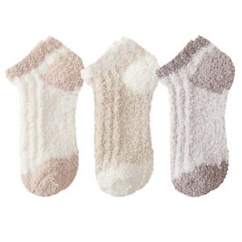 Women's 3-Pair Ultra-Soft Fuzzy Ankle Socks with Cozy Textured Design US 510