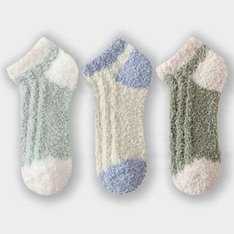 Women's 3-Pair Ultra-Soft Fuzzy Ankle Socks with Cozy Textured Design US 510