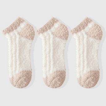 Women's 3-Pair Ultra-Soft Fuzzy Ankle Socks with Cozy Textured Design US 510
