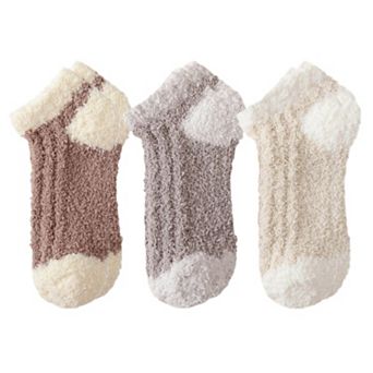Women's 3-Pair Ultra-Soft Fuzzy Ankle Socks with Cozy Textured Design US 510