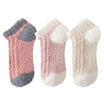 Women's 3-Pair Ultra-Soft Fuzzy Ankle Socks with Cozy Textured Design US 510
