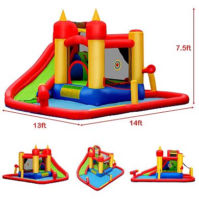 Inflatable Water Slide and Bounce House with 740W Blower