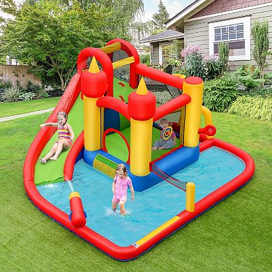 Inflatable Water Slide and Bounce House with 740W Blower