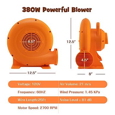 380W (0.5HP) Inflatable Air Blower with 25FT Cord and GFCI Plug