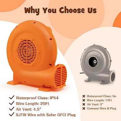 380W (0.5HP) Inflatable Air Blower with 25FT Cord and GFCI Plug