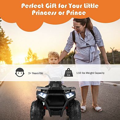 12V Kids Ride On ATV 4 Wheeler Electric Quad With LED Lights And MP3