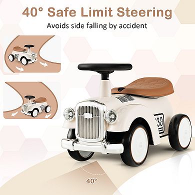 Kids Sit-to-Stand Ride-On Vehicle with Steering Wheel and Storage