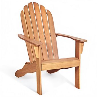 Acacia Wood Outdoor Adirondack Chair with Ergonomic Design - Natural