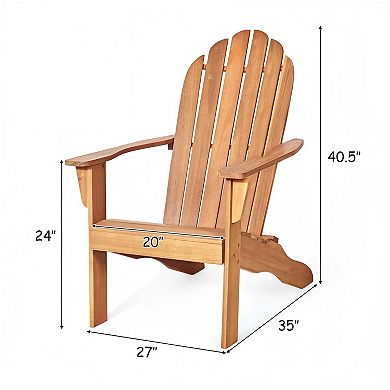 Acacia Wood Outdoor Adirondack Chair with Ergonomic Design - Natural