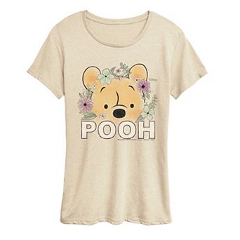 Women's Disney's Winnie The Pooh Floral Distressed Graphic Tee