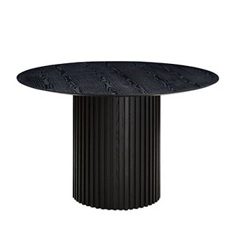 GOMYHOME Round Dining Table for 4, 47" Modern Kitchen Table with Fluted Pedestal Base, Black