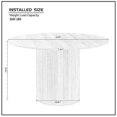 GOMYHOME Round Dining Table for 4, 47" Modern Kitchen Table with Fluted Pedestal Base, Black