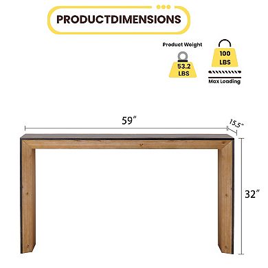 GOMYHOME 59" Farmhouse Console Sofa Table, Narrow Entryway Foyer Table, Rustic Wood Look