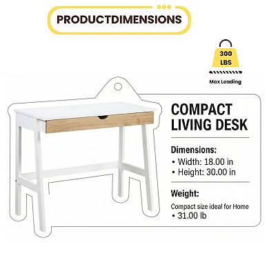 GOMYHOME Modern Writing Desk with Storage Drawer, Compact Scandinavian Style Computer Study Table