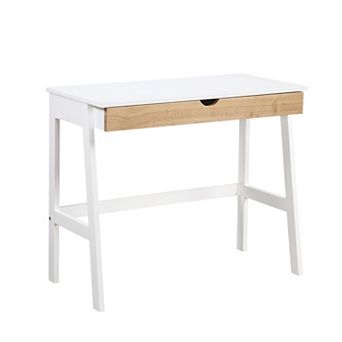 GOMYHOME Modern Writing Desk with Storage Drawer, Compact Scandinavian Style Computer Study Table