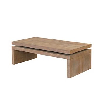 GOMYHOME 47.6" Modern Rectangle Coffee Table, Wood 2 tier Living Room Cocktail Table