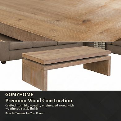 GOMYHOME 47.6" Modern Rectangle Coffee Table, Wood 2-Tier Living Room Cocktail Table