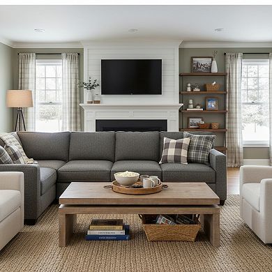 GOMYHOME 47.6" Modern Rectangle Coffee Table, Wood 2-Tier Living Room Cocktail Table