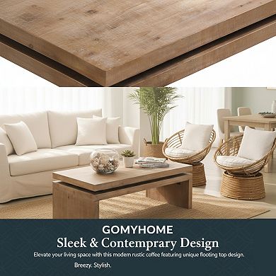 GOMYHOME 47.6" Modern Rectangle Coffee Table, Wood 2-Tier Living Room Cocktail Table