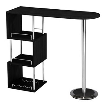 Kings Brand Furniture Minorca Bar Table with Shelves for Wine Bottles & Glasses