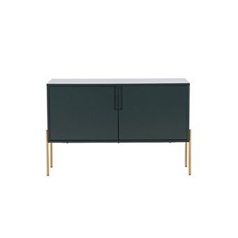 GOMYHOME Modern Accent Cabinet with Doors, Sideboard Buffet with Gold Legs for Living Room, Green