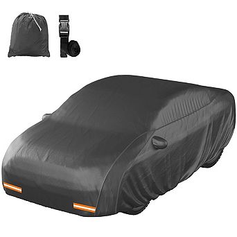 Mockins 175"x 70"x 60" Heavy Duty Extra Thick Black 250G PVC Sedan Car Cover