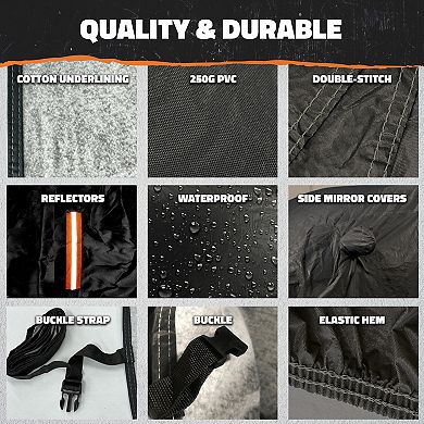Mockins 200"x 75"x57" Heavy Duty Extra Thick Black 250G PVC SUV Car Cover