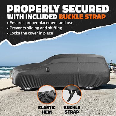 Mockins 200"x 75"x57" Heavy Duty Extra Thick Black 250G PVC SUV Car Cover