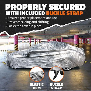 Mockins 200”x75”x60” Silver 190T Polyester Sedan Car Cover
