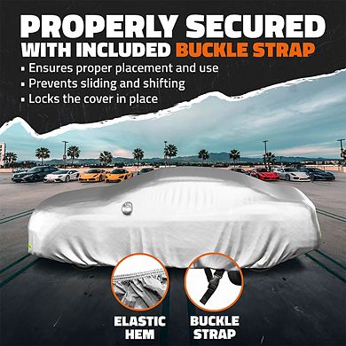 Mockins 185”x70”x60” Silver 190T Polyester Sedan Car Cover