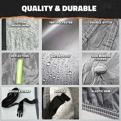 Mockins 175”x70”x60” Silver 190T Polyester Sedan Car Cover