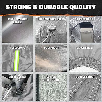 Mockins 190T Silver Polyester Sedan Car Cover (190"x75"x60")