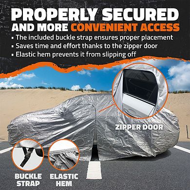 Mockins 190T Silver Polyester Sedan Car Cover (190"x75"x60")