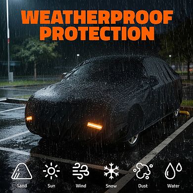 Mockins 190"x 75"x 57" Heavy Duty Extra Thick Black 250G PVC SUV Car Cover