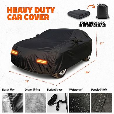 Mockins 190"x 75"x 57" Heavy Duty Extra Thick Black 250G PVC SUV Car Cover