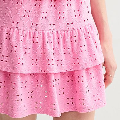 Girls 7-16 Mini Society Smocked Waist Ruffle Skirt