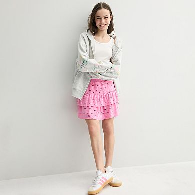 Girls 7-16 Mini Society Smocked Waist Ruffle Skirt