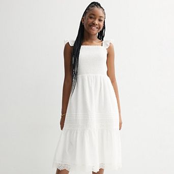 Girls 7-16 Mini Society Smocked Woven Maxi Dress