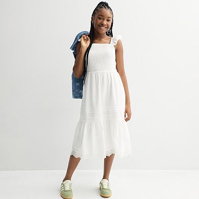 Girls 7-16 Mini Society Smocked Woven Maxi Dress