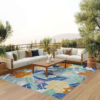 Nourison Suncoast Floral Tropical Indoor/Outdoor Flatweave Rug