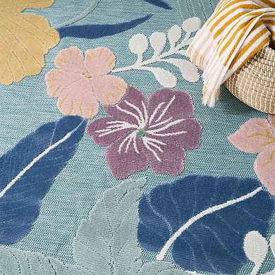 Nourison Suncoast Floral Tropical Indoor/Outdoor Flatweave Rug