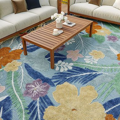 Nourison Suncoast Floral Tropical Indoor/Outdoor Flatweave Rug
