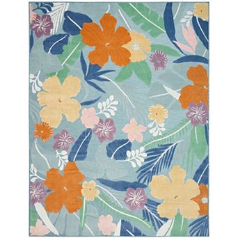 Nourison Suncoast Floral Tropical Indoor/Outdoor Flatweave Rug