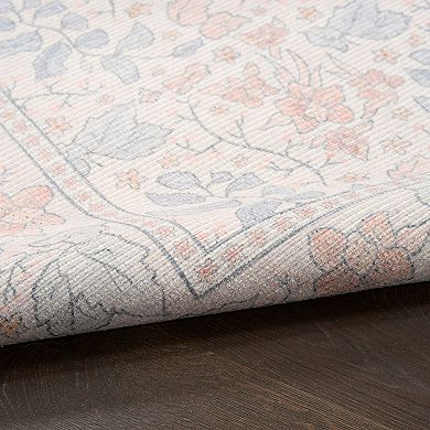 Nourison Botanical Washables Bordered Indoor Flatweave Rug