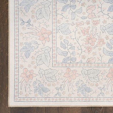 Nourison Botanical Washables Bordered Indoor Flatweave Rug