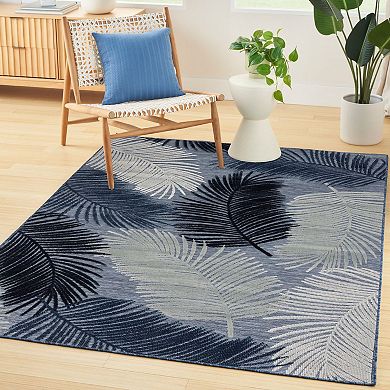 Nourison Suncoast Tropical Leaf Indoor/Outdoor Flatweave Rug