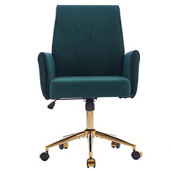 Corduroy Mid-back Office Chair Adjustable Chair W/ Padded Arms